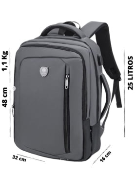 Mochila Executiva Slim Notebook Reforçada com Alça de Mão para Viagem Trabalho